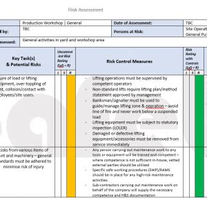 workshop risk assessment template free